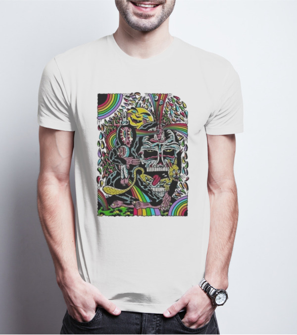 Matt Crabe Rainbow Reaper Surreal Psychedelic Skull Scene T-Shirt