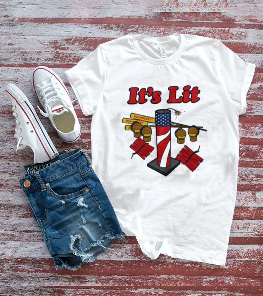 Middleclassfancy It's Lit 2024 Pop Rocket Fireworks Display T-Shirt