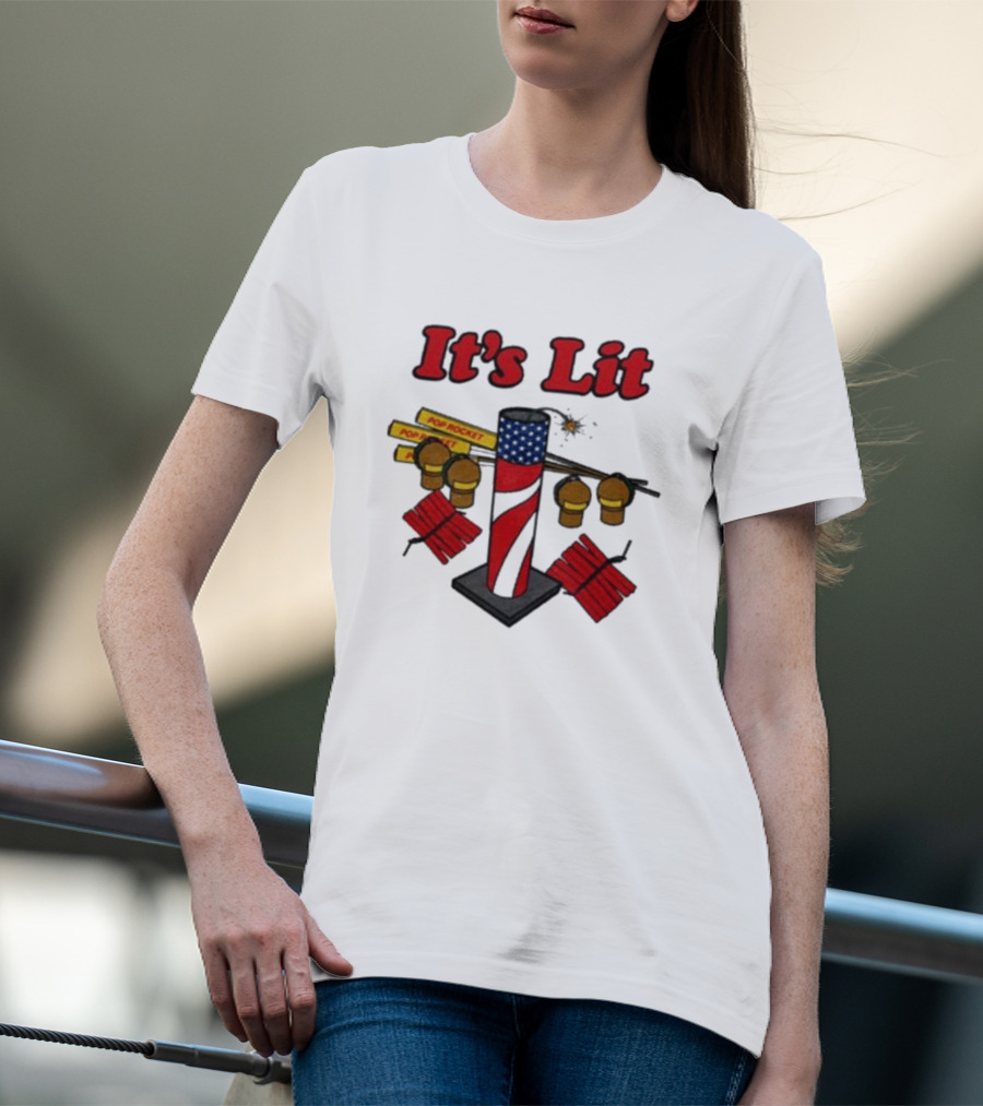Middleclassfancy It's Lit 2024 Pop Rocket Fireworks Display T-Shirt