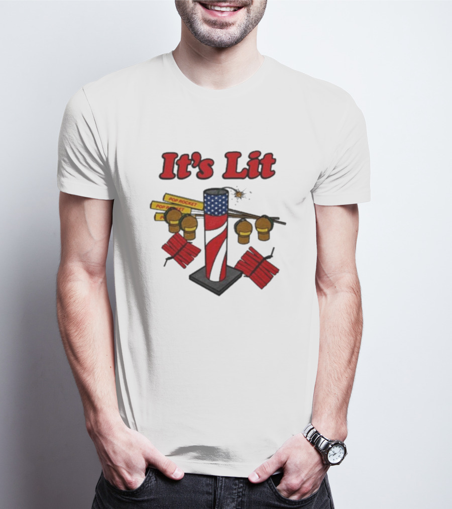 Middleclassfancy It's Lit 2024 Pop Rocket Fireworks Display T-Shirt