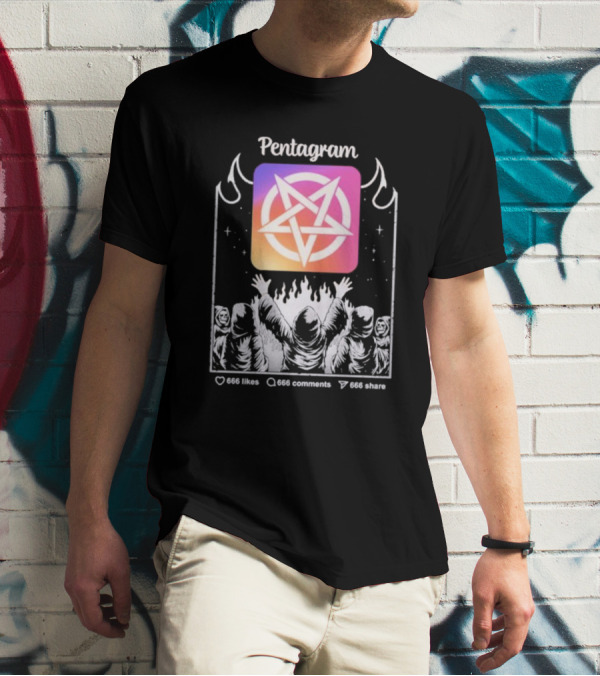 Pentagram Vol 2 666 Likes 666 Comments 666 Share Hoodie Circle Icon Ritual T-Shirt