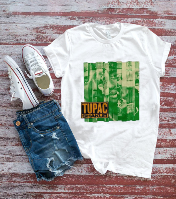 Tupac Shakur Green Photo Collage T-Shirt