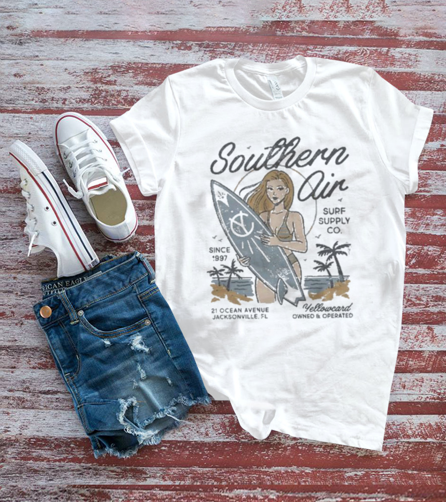 Southern Air Surf Supply Co Yellowcard Band 21 Ocean Avenue Jacksonville FL Since 1997 T-Shirt