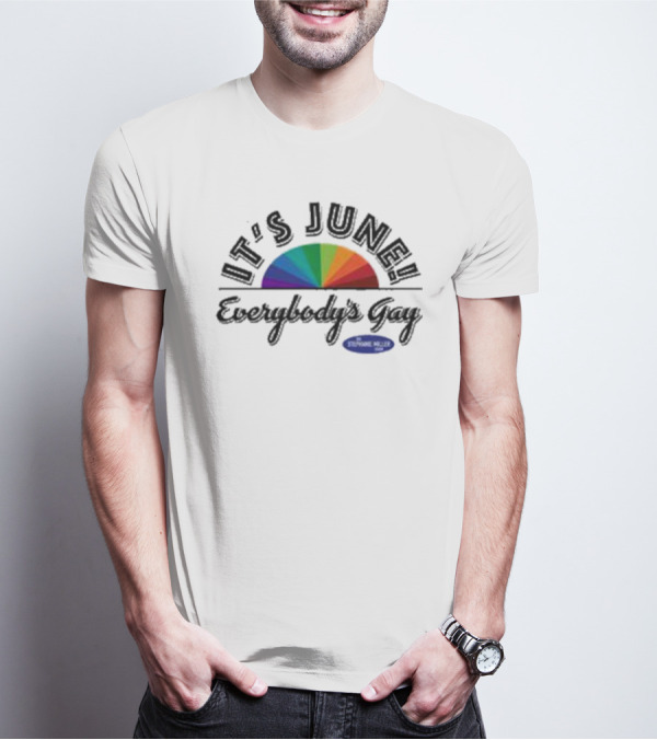 IT'S JUNE Everybody's Gay Stephanie Miller Rainbow T-Shirt