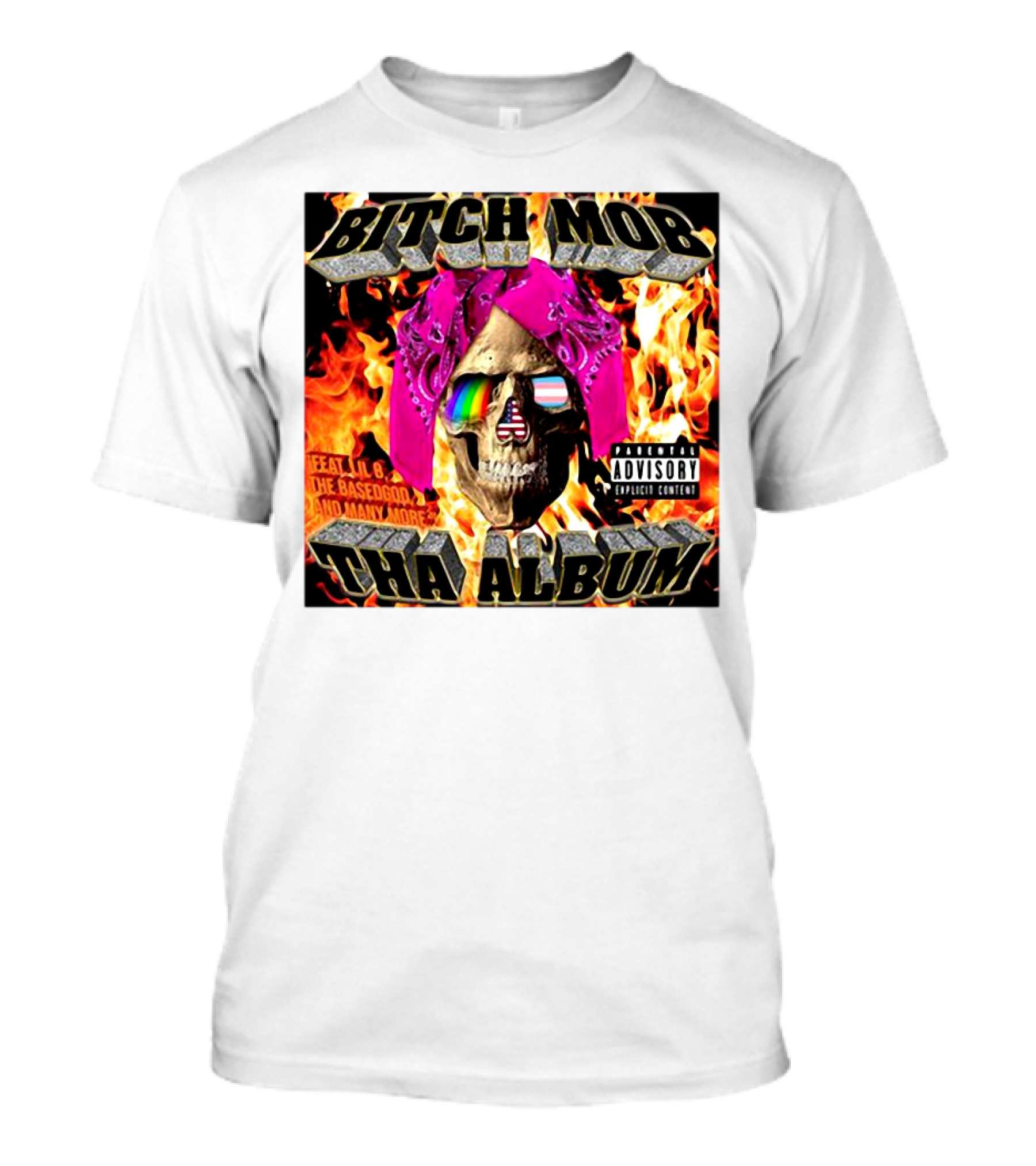 Bitch Mob Tha Album Skull Flames Lil B The BasedGod Explicit Content T-Shirt