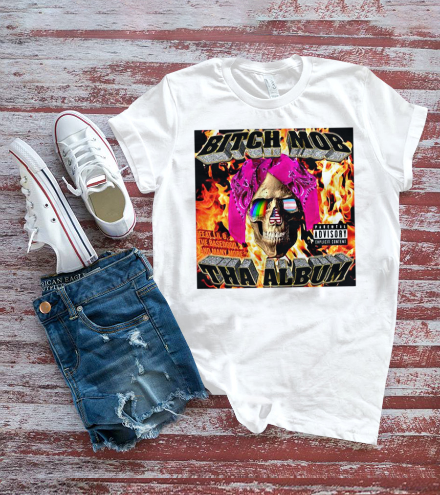 Bitch Mob Tha Album Skull Flames Lil B The BasedGod Explicit Content T-Shirt