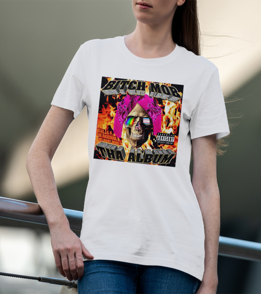 Bitch Mob Tha Album Skull Flames Lil B The BasedGod Explicit Content T-Shirt