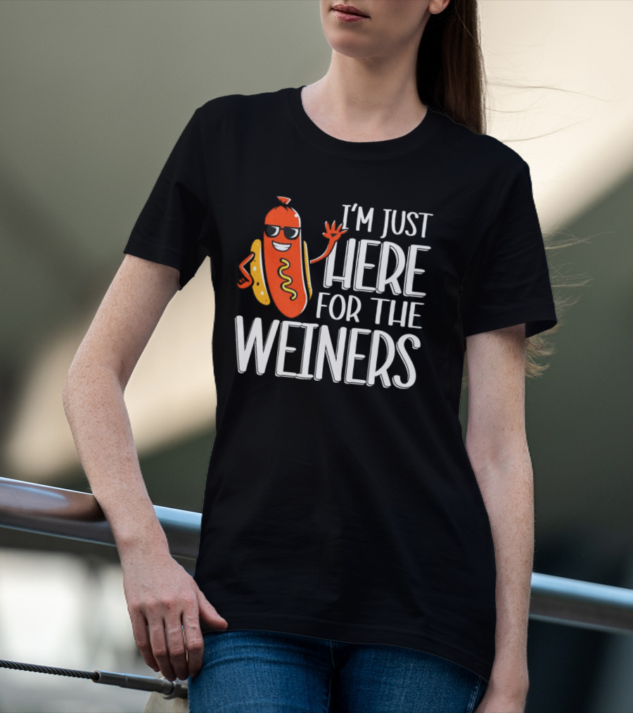 I'm Just Here For The Wieners Sausage Wearing Sunglasses T-Shirt