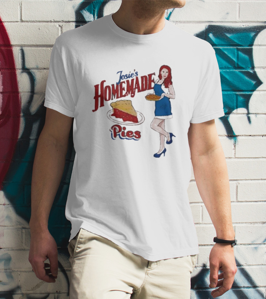 Josie’s Homemade Pies Woman With Cherry Pie And Blue Dress T-Shirt
