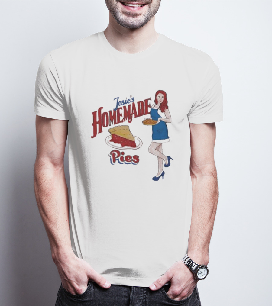 Josie’s Homemade Pies Woman With Cherry Pie And Blue Dress T-Shirt