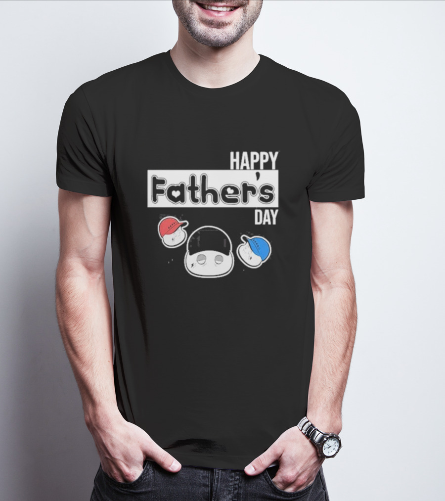 Metokur Happy Father’s Day With Cartoon Faces And Hats T-Shirt