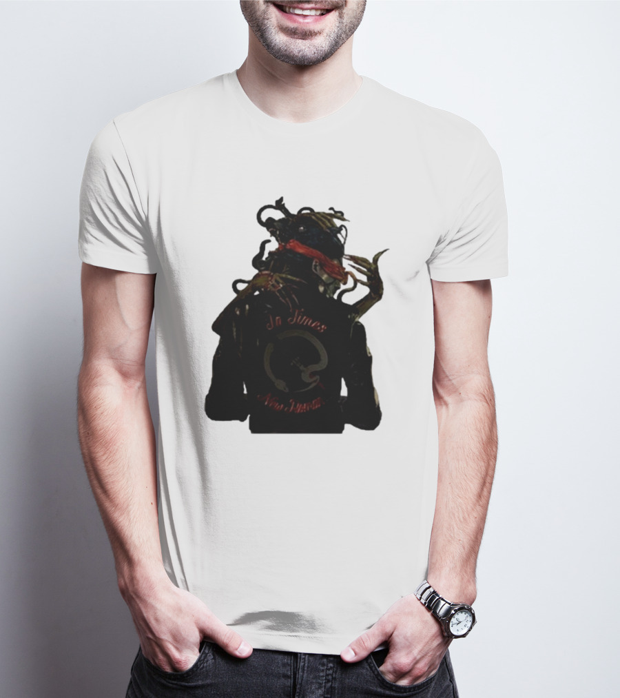 QOTSA In Times New Roman Blindfolded Figure With Entangled Hands T-Shirt