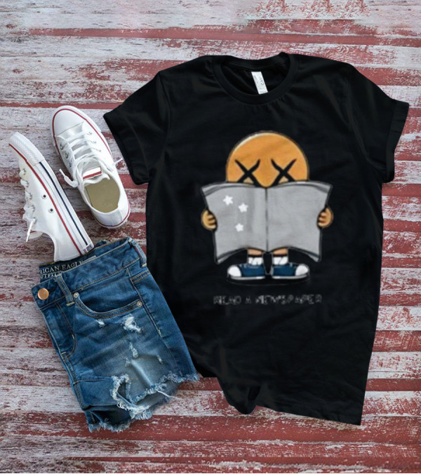 Read A Newspaper Character With Crossed Eye Symbol And Stars T-Shirt