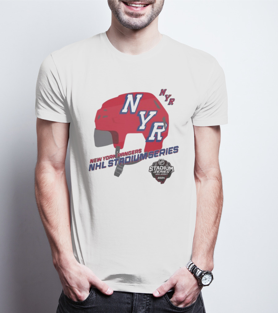 New York Rangers NYR 2024 NHL Stadium Series Helmet T-Shirt