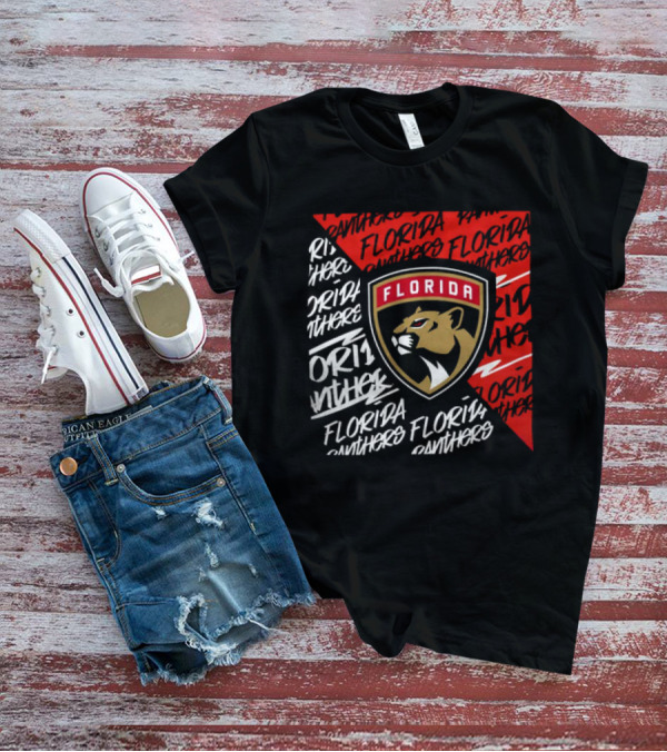 Florida Panthers Logo Text Florida Panthers Divide T-Shirt