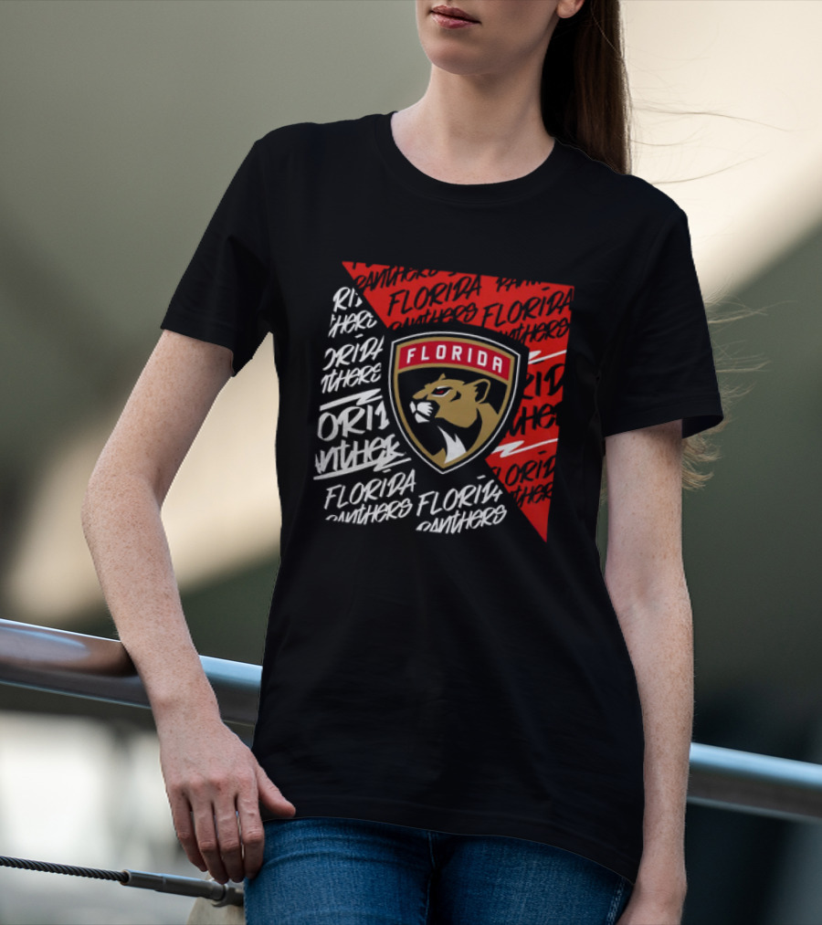 Florida Panthers Logo Text Florida Panthers Divide T-Shirt