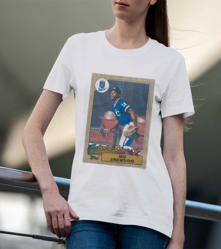 1987 Topps Royals Future Stars Bo Jackson Baseball Card T-Shirt