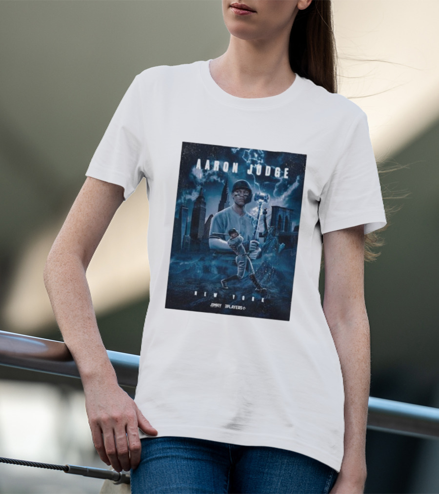 Aaron Judge New York Cityscape Thunderstorm Baseball Power Display T-Shirt