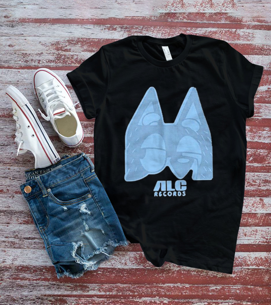 ALC Records Store Blue Cartoon Face Seasons Change T-Shirt