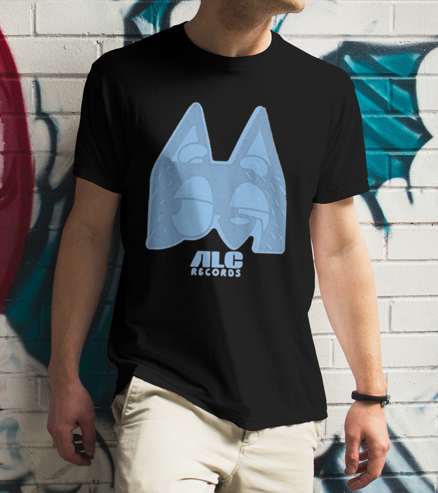 ALC Records Store Blue Cartoon Face Seasons Change T-Shirt