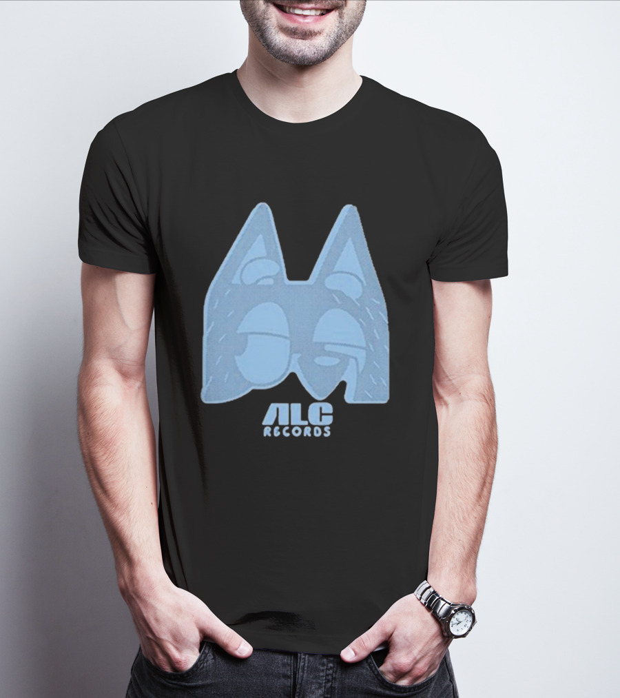 ALC Records Store Blue Cartoon Face Seasons Change T-Shirt