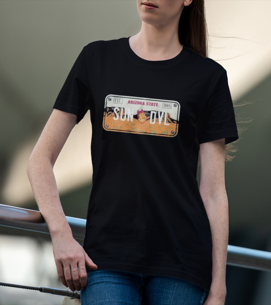Arizona State Sun Devils Est 1885 License Plate T-Shirt