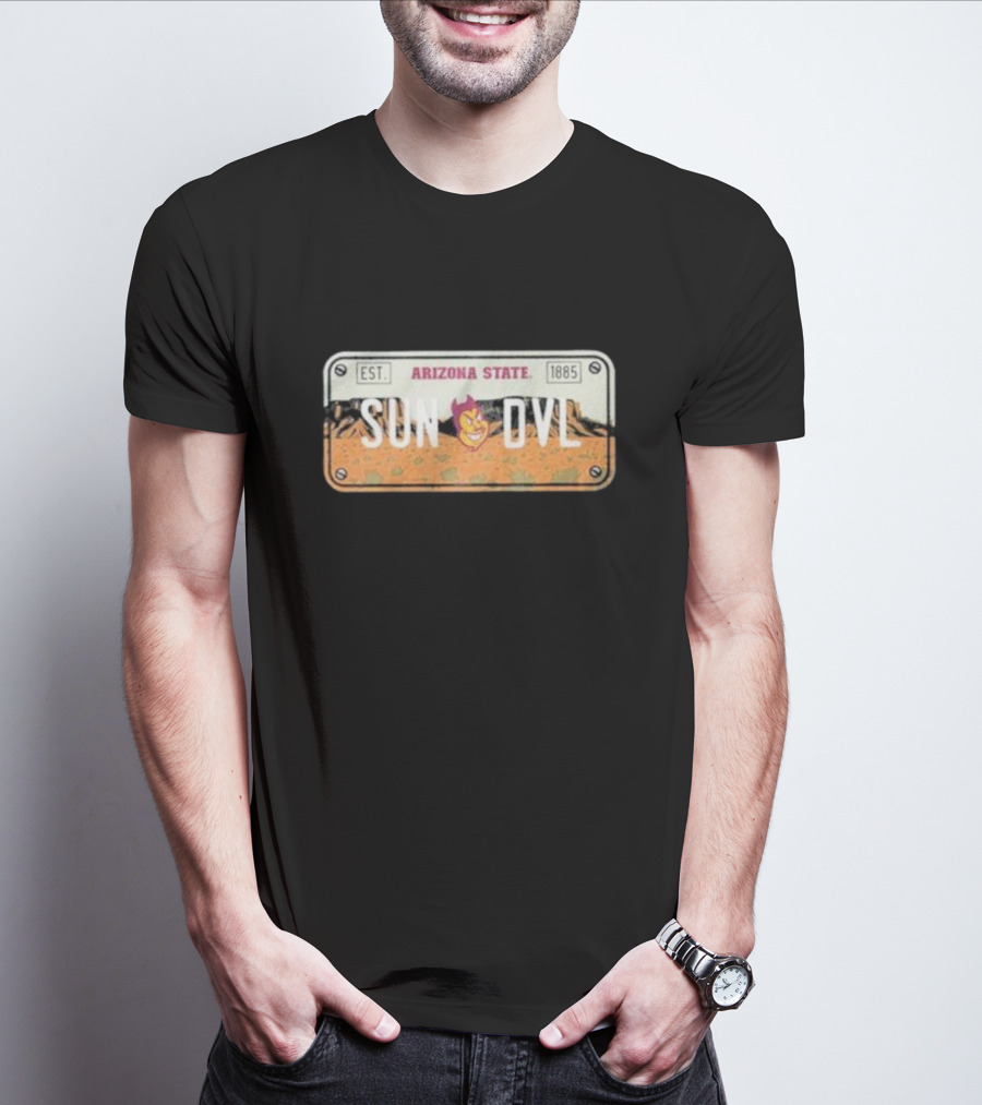 Arizona State Sun Devils Est 1885 License Plate T-Shirt