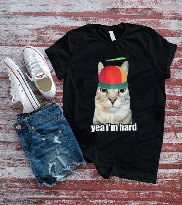 Yea I'm Hard Cat In Propeller Hat T-Shirt