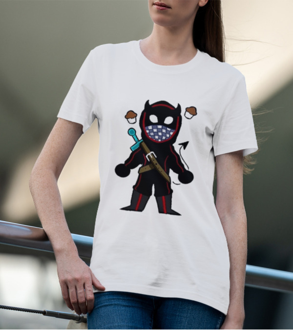 Coryxkenshin Badboyhalo Cute Cartoon Character With Sword And Muffins T-Shirt