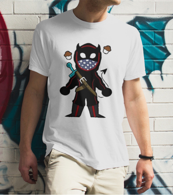 Coryxkenshin Badboyhalo Cute Cartoon Character With Sword And Muffins T-Shirt