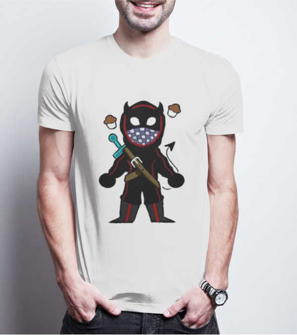 Coryxkenshin Badboyhalo Cute Cartoon Character With Sword And Muffins T-Shirt