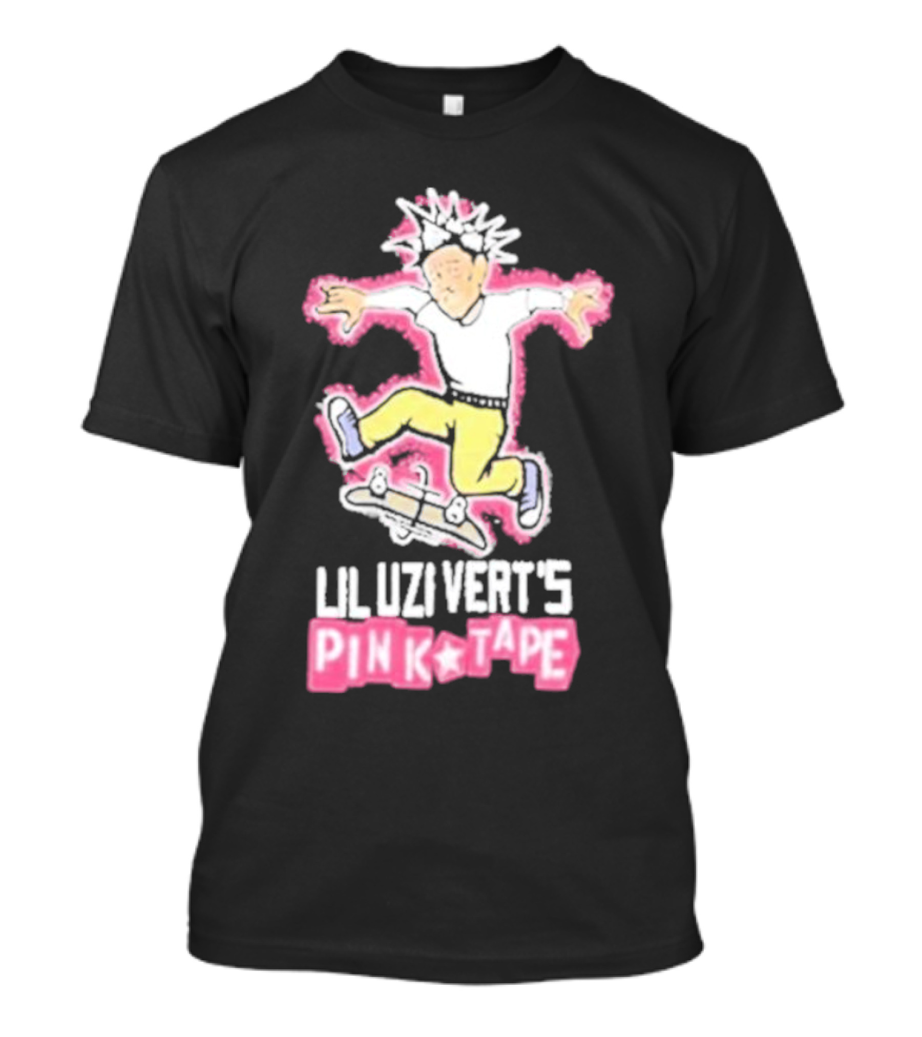 Lil Uzi Vert’s Pink Tape Skateboard Animation T-Shirt