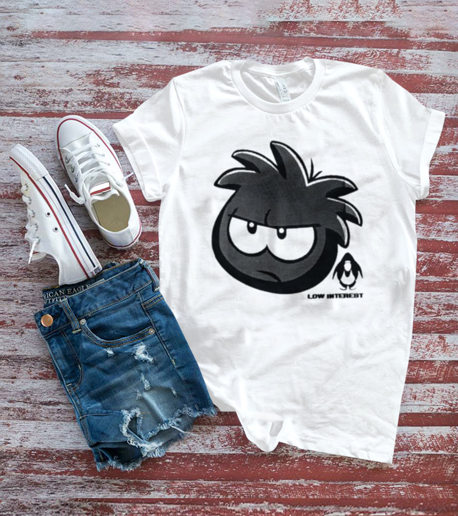 Low Interest Puffle Grumpy Face With Penguin T-Shirt