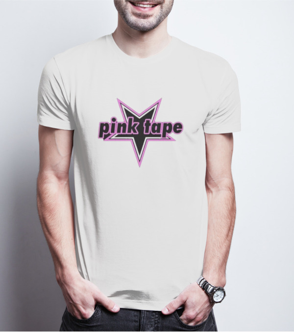 Pink Tape Star Icon Bold Black And Pink T-Shirt