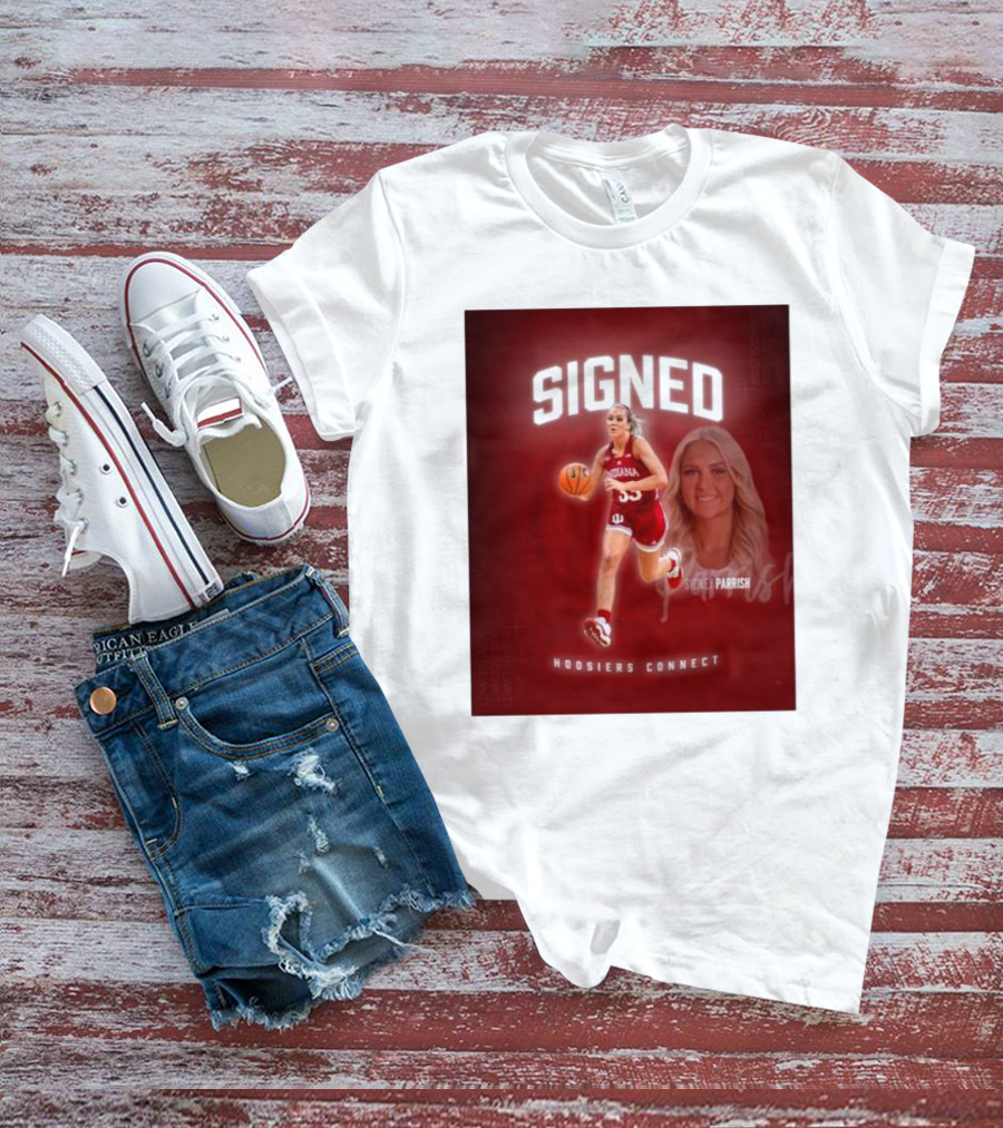Signed Sydney Parrish Hoosiers Connect Indiana Basketball T-Shirt