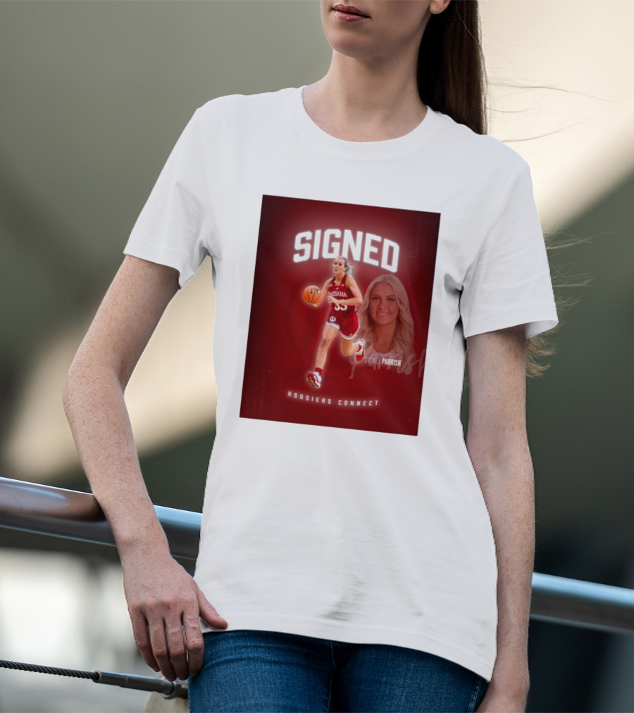 Signed Sydney Parrish Hoosiers Connect Indiana Basketball T-Shirt