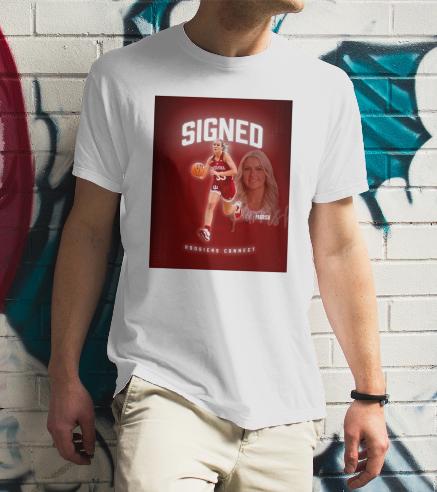 Signed Sydney Parrish Hoosiers Connect Indiana Basketball T-Shirt