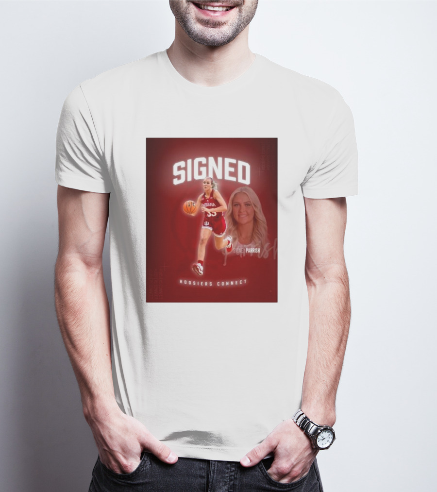 Signed Sydney Parrish Hoosiers Connect Indiana Basketball T-Shirt