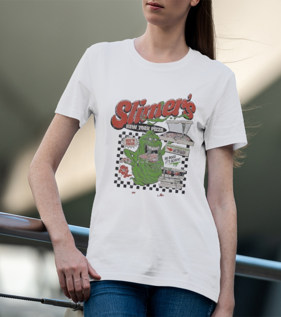 Slimer's New York Pizza Hot Fresh Delivery So Good It's Scary T-Shirt