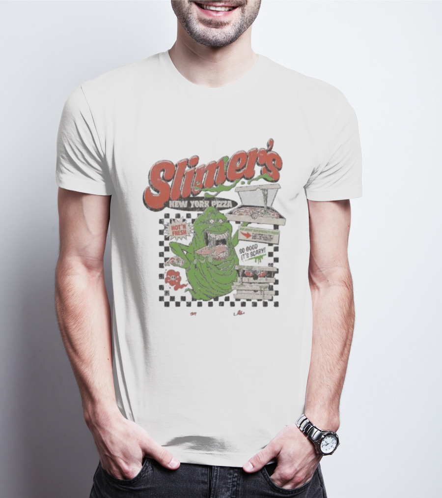 Slimer's New York Pizza Hot Fresh Delivery So Good It's Scary T-Shirt