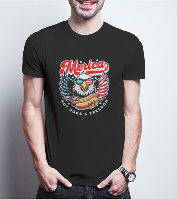 Merica American Eagle With Hot Dogs And Freedom T-Shirt
