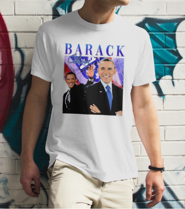 BARACK Obama Smiling Pose With Patriotic Background T-Shirt