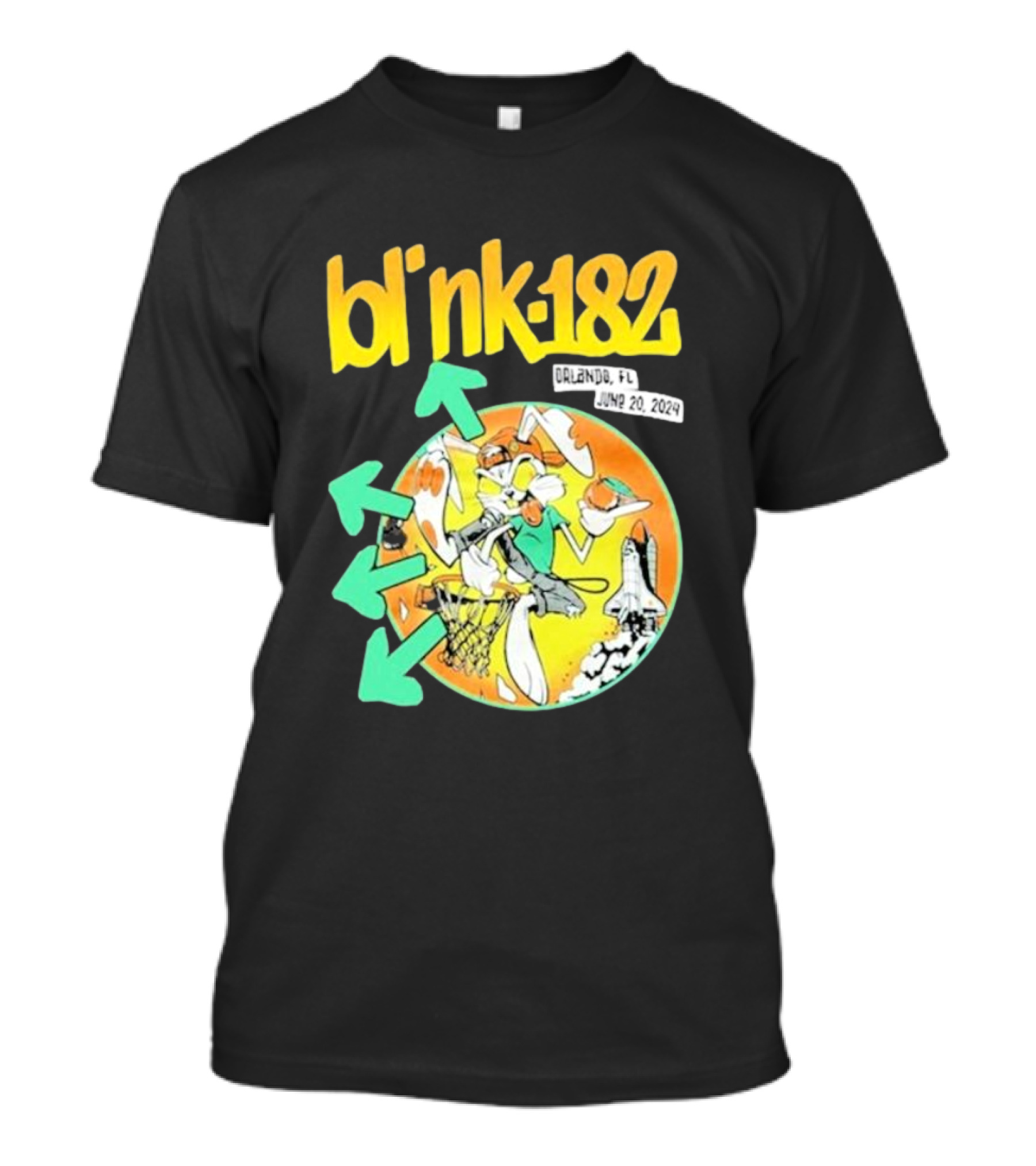 Bl' Nk-182 Orlando FL June 20 2024 Basketball And Space T-Shirt