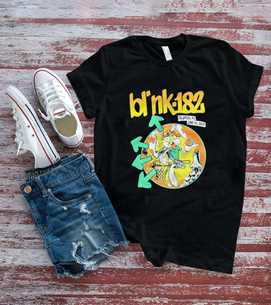 Bl' Nk-182 Orlando FL June 20 2024 Basketball And Space T-Shirt