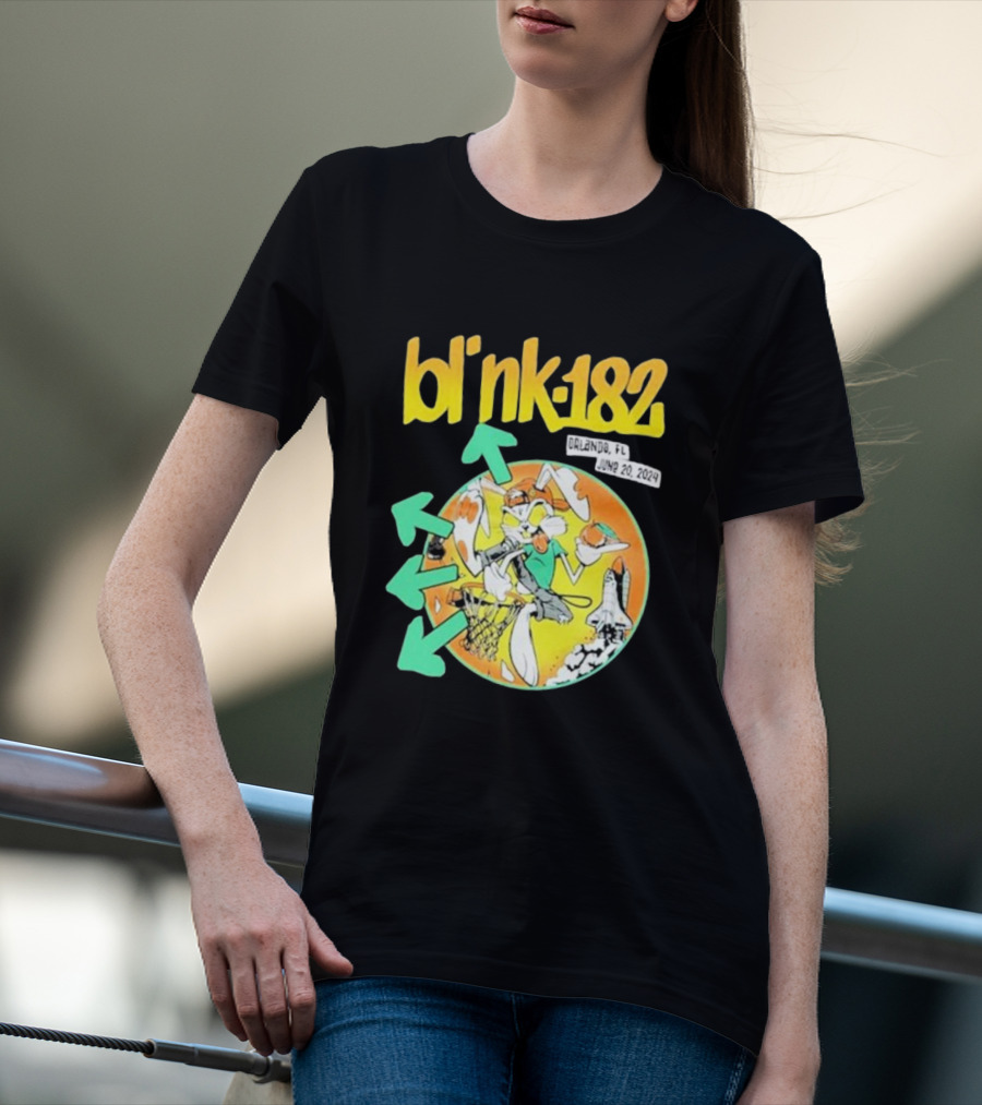 Bl' Nk-182 Orlando FL June 20 2024 Basketball And Space T-Shirt