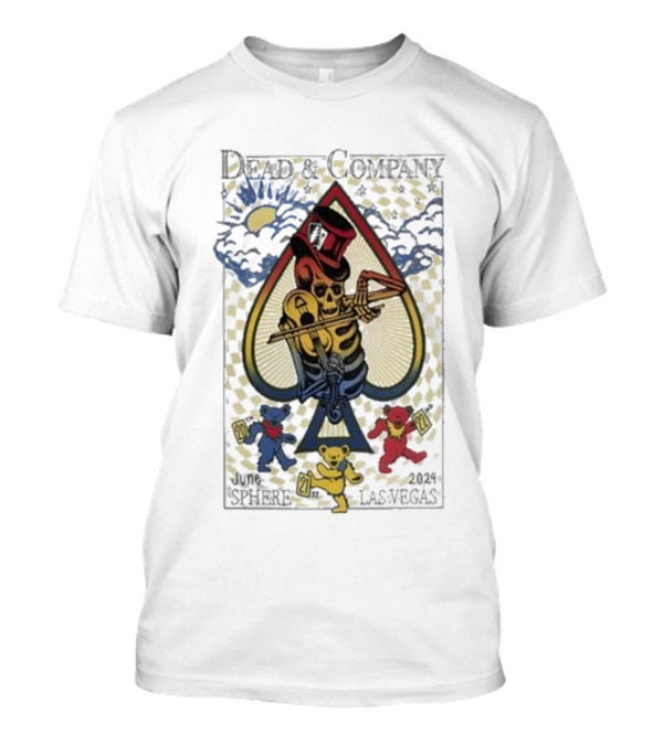 Dead And Company June 20th – 22nd 2024 Sphere Las Vegas Dancing Bears Playing Card Skeleton T-Shirt