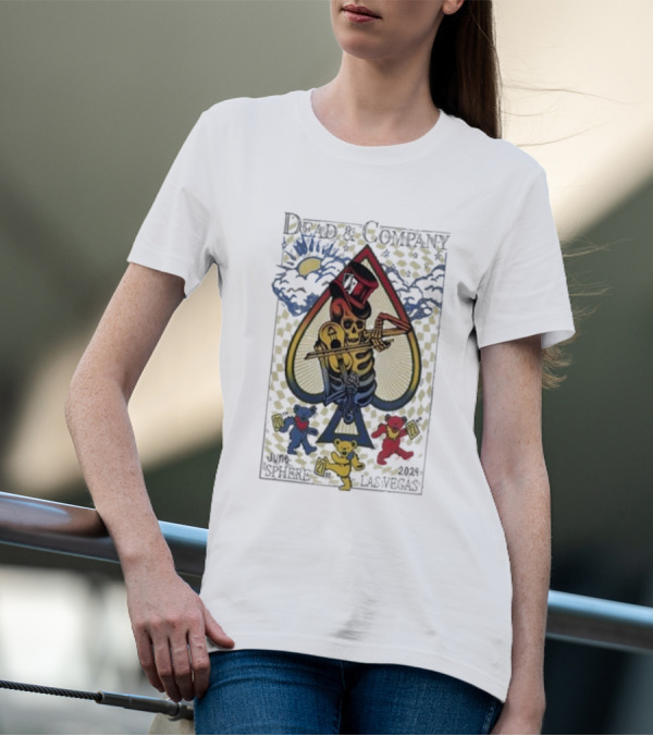 Dead And Company June 20th – 22nd 2024 Sphere Las Vegas Dancing Bears Playing Card Skeleton T-Shirt