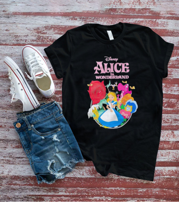 Disney Alice In Wonderland Flowers And Characters Classic T-Shirt