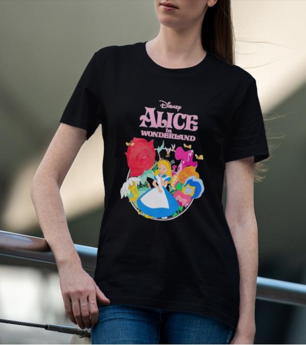 Disney Alice In Wonderland Flowers And Characters Classic T-Shirt