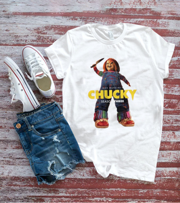 Don Mancini’s Chucky Season Three Horror Character With Knife T-Shirt